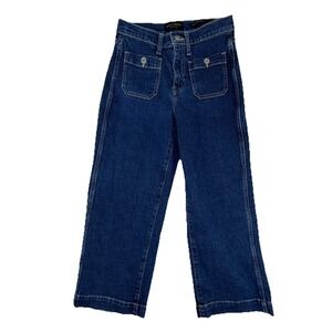 Banana Republic High Rise Wide Leg Crop Women's Jeans Sz 25P Petite Patch Pocket